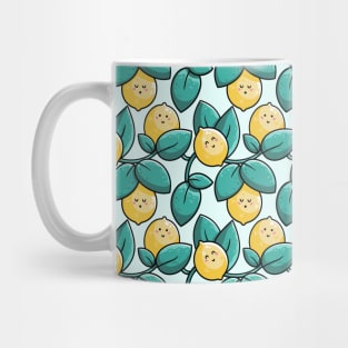 Kawaii Cute Lemon and Leaves Pattern Mug